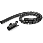 StarTech 1.5m (4.9ft) Cable Management Sleeve - Spiral - 1" (25mm) Diameter - W/ Cable Loading Tool - Black (CMSCOILED) - kabelmuffesett