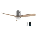 Cecotec Ventilateur de plafond avec lumière et Wifi EnergySilence Aero 5600 Steel Aqua Connected. 40 W, 52" avec 3 lames, télécommande, protection IP44, mode hiver-été, minuterie