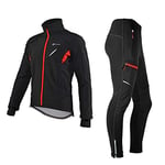 ROCKBROS Cyclisme Veste Polaire Hiver + Longue Pantalon Vélo VTT Homme Femme Coupe Vent Chaud Imperméable Thermique Réfléchissant Noir M-4XL