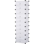 Meuble à chaussures en plastique, Rangement de chaussures diy, Pliable et Modulable, 10 couches, 47x37x170CM, Blanc - Woltu