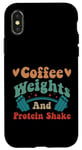 Coque pour iPhone X/XS Poids de café vintage et shake protéiné drôle sarcastique gym