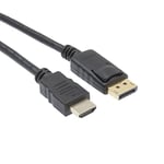 APM 590477 - Cordon DisplayPort 1.1/HDMI Mâle/Mâle 20 Broches - Accessoires pour TV et Vidéo - Transmission du Son et de l'Image - 1.5 de Long - Connecteurs Dorés - Noir