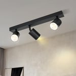 Lichtmaler Plafonnier Spot Orientable Noir - Rampe Plafond Led 3 Spots Éclairage GU10 Luminaire Intérieur Lampe Salon Cuisine Couloir, Sans Ampoules, Base Droite