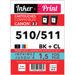 Pack de Cartouches d'encre recyclées compatibles avec CANON 510 / 511 XL (Noir et Couleurs) - Neuf