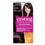 3 x L'Oreal Casting Creme Gloss Semi-Permanent Hair Colour 3102 Cool Dark Brown
