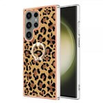 Samsung Galaxy S23 Ultra Skal med Finger Ring Motiv Leopardmönster