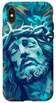 Coque pour iPhone X/XS Bleu Pop Art Tropical Jesus Is King Christian Faith Nouveautés