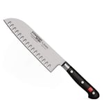 Burgvogel Solingen Couteau Santoku Comfort Line forgé 18 cm, Bord cannelé, Inoxydable, Lavable au Lave-Vaisselle, Couteau de Chef Asiatique de Haute qualité, riveté, Noir