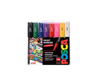 POSCA PC-1M Water Based Permanent Marker Paint Pens. Extra Fine Tip for Art & Crafts. Multi Surface Use On Wood Metal Paper Canvas Cardboard Glass Fabric Ceramic Rock Stone Pebble Porcelain. Set of 8