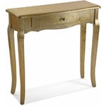 Cagliari Meuble d'Entrée Étroit pour Entrée ou Couloir, Table console, avec 1 tiroir, Dimensions (h x l x l) 80 x 30 x 80 cm, Bois, Couleur: Doré