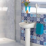 Sticker adhésifs carrelages | Sticker Autocollant Carreaux de Ciment - Autocollant carreau ciment mural salle de Bain et Cuisine 20 x 20 cm - 12 credence adhesif Azulejos