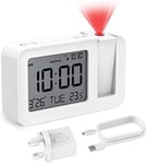 CHEREEKI Projection Alarm Clock, Digital Projector Clock Mains Powered Bedside 