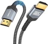 Câble HDMI 2.1 3M,Câble HDMI 8K Highspeed 48Gbps 8K@60Hz,4K@120Hz,UHD HDR 10 +,eARC,Dolby Vision,3D,VRR,Compatible avec PS4 Pro,PS5,Juegos 8K,TV,BLU-Ray Jugador,Proyector