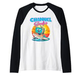 CHANNEL SURFER funny surfing tv couch lover television retro Raglan Baseball Tee