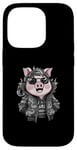 Coque pour iPhone 14 Pro Cochon kawaii de dessin animé avec une tenue de dragon cool