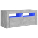 TV-taso LED-valoilla betoninharmaa 90x35x40 cm