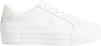 Calvin Klein Women’s Flatform Low Top Vulcanised Trainers, White (Bright White/Creamy White), 7