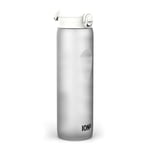 Ion8 1 Litre Water Bottle with Times to Drink, Leak Proof, Flip Lid, Carry Handle, Dishwasher Safe, BPA Free, Soft Touch Contoured Grip, Ideal for Gym, Health and Fitness, 32 oz, White