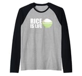 Cute Rice Design For Men Women White Food Cooker Rice Lover Raglan Baseball Tee