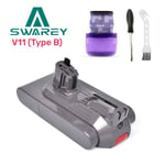 SWAREY-batteri för Dyson V11-serien 6000mAh Li-ion 25,2V med postfilterelement och 1 borste och skruvmejsel One-Click Installation