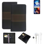 Wallet Case + headphones for Motorola Moto E32 Protective Cover Brown