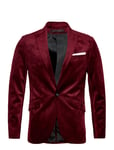 Lindbergh Velvet Blazer Burgundy