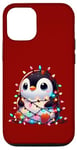 iPhone 12/12 Pro Christmas Penguin with Light Strings Clumsy Cute Entangled Case