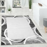 Paco Home - Tapis de Salon Moderne Avec Bordure Tapis De Marque Moucheté Gris Noir Crème 120x170 cm