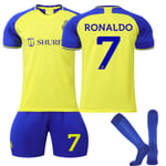 22/23 Al-nassr Fc Hemma Nr. 7 Cristiano Ronaldo Barn Fotbollströja Dräkter 20（115-125cm)