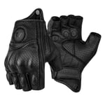 (XLmusta)Moottoripyöräkäsineet Nahka Guantes Half Finger Moto Verano Estivi Luvas Ciclismo Gant Pyöräily Fingerless Gloves Tactical Retro Moottoripyöräkäsineet