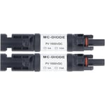 Ej.life - mc‑d Lot de 2 Pièces de Connecteur pv Solaire 1000 v Diode Anti-retour Intégrée IP68 étanche pour Connexion Panneau Solaire(15A)