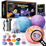 GobiDex Cristaux et Pierres Précieuses, Fossiles et Minéraux Naturels, Archéologie Enfant pour 6 7 8 9 10 Ans, Creuser la Lune, Géologie, Science et Jeu, Cadeaux, Kits Excavation pour Garçon et Fille