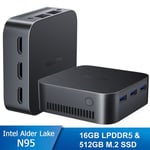 Mini PC Blackview MP80 RAM 16 Go Stockage 512 Go M.2 SSD, Windows 11 Pro, WiFi 2.4G+5G, Intel Alder Lake N95, 3.40 GHz - Noir