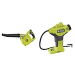 Ryobi R18TB-0 18V ONE+ Cordless Toolshop Blower (Zero Tool), Hyper Green & R18PI-0 18V ONE+ Cordless High Pressure Inflator (Body Only), Grey