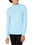 Amazon Essentials Women's Classic-Fit Lightweight Cable Long-Sleeve Mock Neck Jumper, Sky Blue, XL