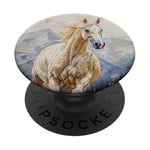 Aquarelle Running Palamino Horse in Meadow PopSockets PopGrip Adhésif