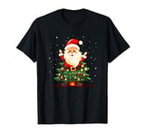 Santa Claus Meets the Christmas Tree for Holiday Magic T-Shirt