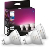 Philips Hue White & Colour Ambiance Smart Spotlight 3 Pack LED [GU10 Spotlight] - 350 Lumens (50W Equivalent). Works with Alexa, Google Assistant and Apple Homekit, 929001953115