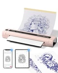 Phomemo TP88 Thermocopieur Tatouage Rose, A4 Imprimante Thermique de Tatouage, Portable Imprimante Tatouage Bluetooth, Tattoo Printer avec 10 Feuilles Papier Transfert pour Smartphone & PC