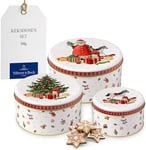 Villeroy & Boch – Winter Collage accessories biscuit jar set, multicoloured, 19.7 x 9.4 cm, 3 pieces, biscuit tin, cookie jar