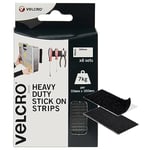 Velcro Brand | Heavy Duty Stick On Strips | Industrial Strength Double Sided Hook & Loop Self Adhesive Strips Perfect for Room Décor & Home, Office, Garage Use | Black | 50mm x 100mm | Set of 8