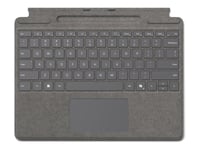 Microsoft Surface Pro Keyboard For Business - Tastatur - Med Pennelagring - Med Akselerometer, Pekeplate, Surface Slim Pen Lagring Og Ladebrett - Bakgrunnsbelyst - Azerty - Fransk - Platina - Med Slim Pen - For Surface Pro 10 For Business, Pro 8 For