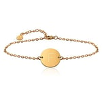 GOOD.designs ® Bracelet femme en or avec pendentif initial rond (plaqué or 18k) bracelet personnalisé avec initiales (Lettre F)