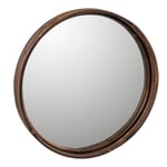 Plateau & Miroir Design "Rond & Rotin" 40cm Marron