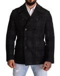 Dolce & Gabbana Veste Trench-Coat Carreaux Noir Laine S.IT48 / US38 / M