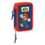 Dobbelt penalhus Super Mario World Marineblå 12.5 x 19.5 x 4 cm 28 Dele