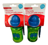 2xSkip Hop Zoo Straw Bottle Dinosaur 350ml 12mth+ Kids Toddler Boys Drinking Cup