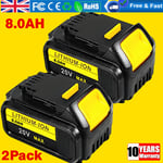 2X For DeWalt DCB184 18V 8.0Ah Li-ion XR DCB182 LED Power Tool Battery XR Slide