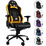 KLIM Esports Chaise Gaming - Nouveauté 2024 - Simili Cuir et Matériaux Premium Haute Qualité - Chaise Gamer inclinable - Ergonomique avec Coussin Lombaire et Cervical - Fauteuil Gamer - Jaune