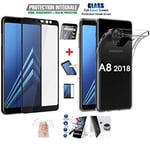 Coque avec Verre Trempé Protection Écran pour Samsung Galaxy A8 2018